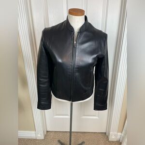 Banana republic black leather jacket size small